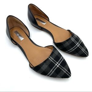 🌿 Halogen Kayla d'Orsay Pointed Toe Plaid Black flats size 8